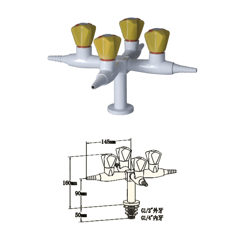 BETA, betalab, lab fittings High Quality Bench-Top Four-head Gas Cock Lab Gas Valve image2